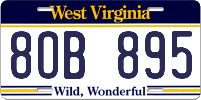 WV license plate 8OB895