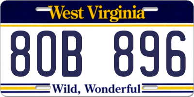 WV license plate 8OB896