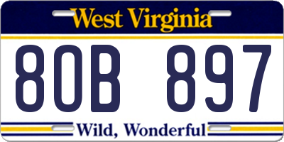 WV license plate 8OB897