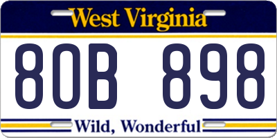 WV license plate 8OB898