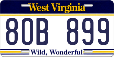 WV license plate 8OB899