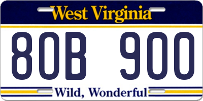 WV license plate 8OB900