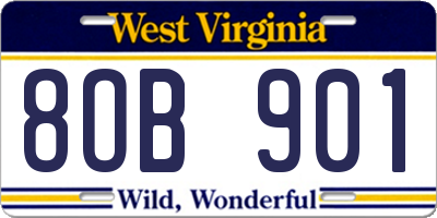 WV license plate 8OB901