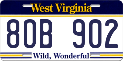 WV license plate 8OB902