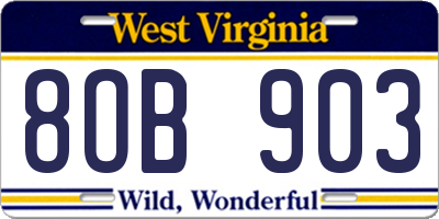 WV license plate 8OB903