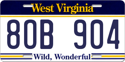 WV license plate 8OB904