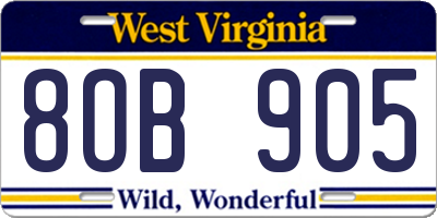 WV license plate 8OB905