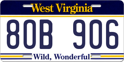 WV license plate 8OB906