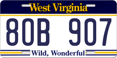 WV license plate 8OB907