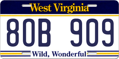 WV license plate 8OB909