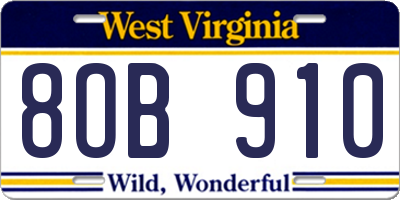 WV license plate 8OB910