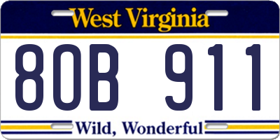 WV license plate 8OB911