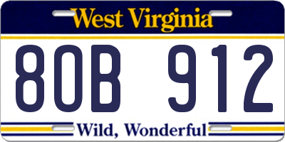 WV license plate 8OB912