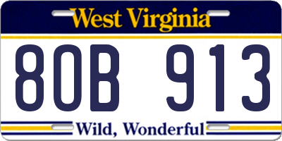 WV license plate 8OB913
