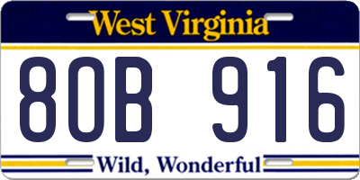 WV license plate 8OB916