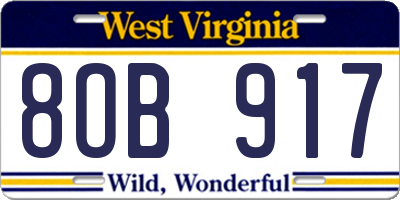 WV license plate 8OB917