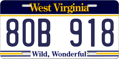 WV license plate 8OB918