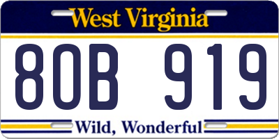 WV license plate 8OB919
