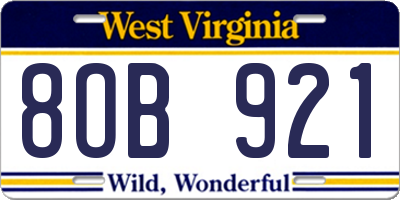 WV license plate 8OB921