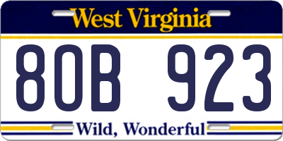 WV license plate 8OB923