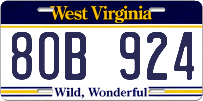 WV license plate 8OB924