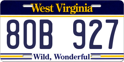 WV license plate 8OB927