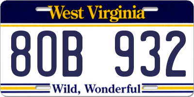 WV license plate 8OB932