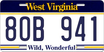 WV license plate 8OB941