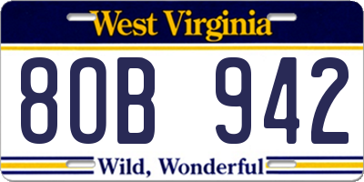 WV license plate 8OB942