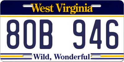 WV license plate 8OB946