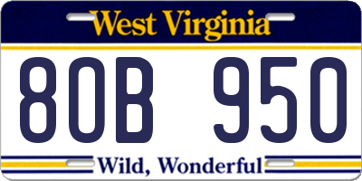 WV license plate 8OB950