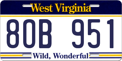 WV license plate 8OB951