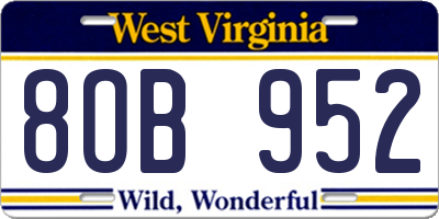 WV license plate 8OB952