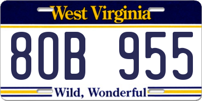 WV license plate 8OB955