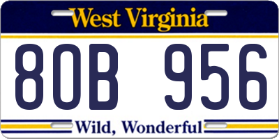 WV license plate 8OB956