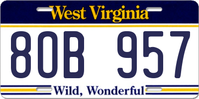 WV license plate 8OB957