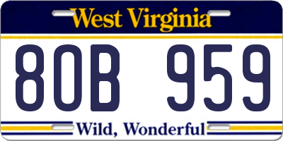 WV license plate 8OB959
