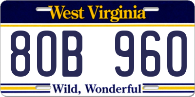 WV license plate 8OB960
