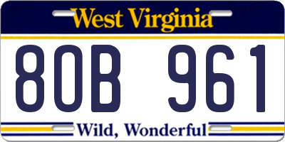 WV license plate 8OB961
