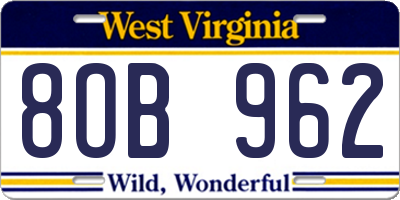 WV license plate 8OB962