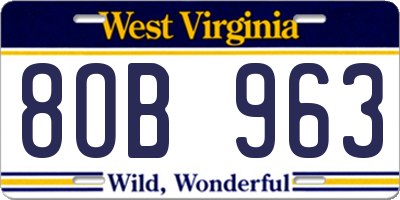 WV license plate 8OB963