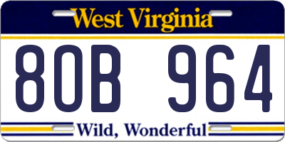 WV license plate 8OB964