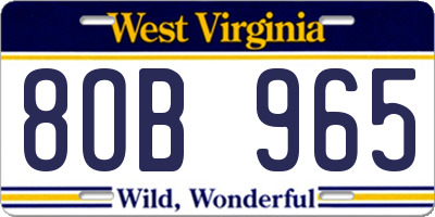 WV license plate 8OB965