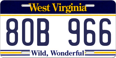 WV license plate 8OB966