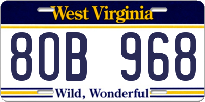 WV license plate 8OB968