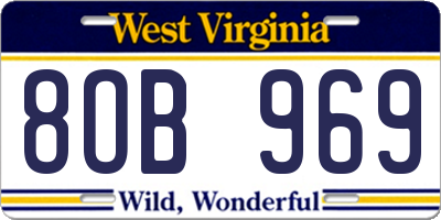 WV license plate 8OB969