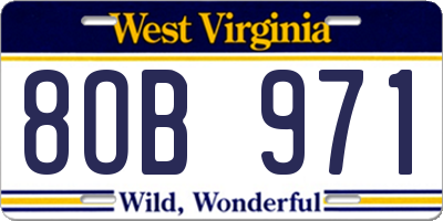 WV license plate 8OB971