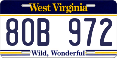 WV license plate 8OB972