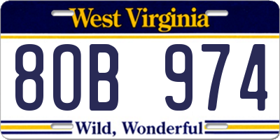 WV license plate 8OB974