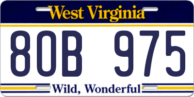 WV license plate 8OB975
